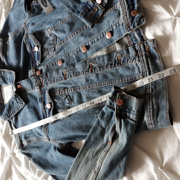 NWT Old Navy Size Small Tan Blue Denim Jean Jacket - Picture 7 of 13